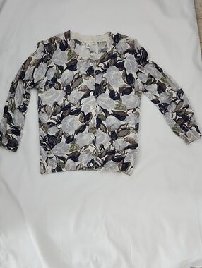 Banana Republic Women's 3/4 Sleeve Cardigan. Blue, Green And Grey.